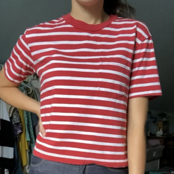 Red Striped Short Sleeve Tees